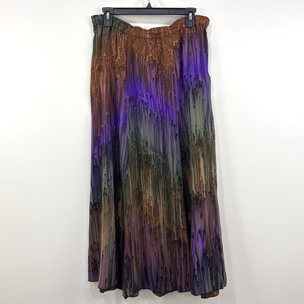 L. Leeanne Original 100% Silk Hand Painted Skirt OS Art To Wear Boho Renaissance